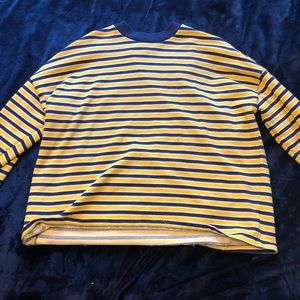 Forever 21 yellow blue striped long sleev